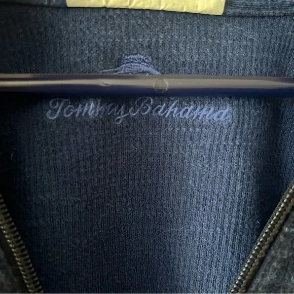 TOMMY BAHAMA Reversible 1/4 Zip Long Sleeve Blue/Black Sweater Men's Size M - Picture 6 of 7
